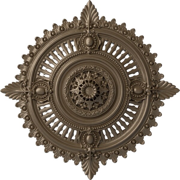 Ekena Millwork Haylynn Ceiling Medallion (Fits Canopies up to 1 1/4"), 29 1/8"OD x 1 1/4"ID x 4"P, Warm Silver CM29HYWSS - main